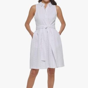 NWT Tommy Hilfiger Eyelet Lace Shirtdress Belted Women’s 10 Pockets Cottagecore